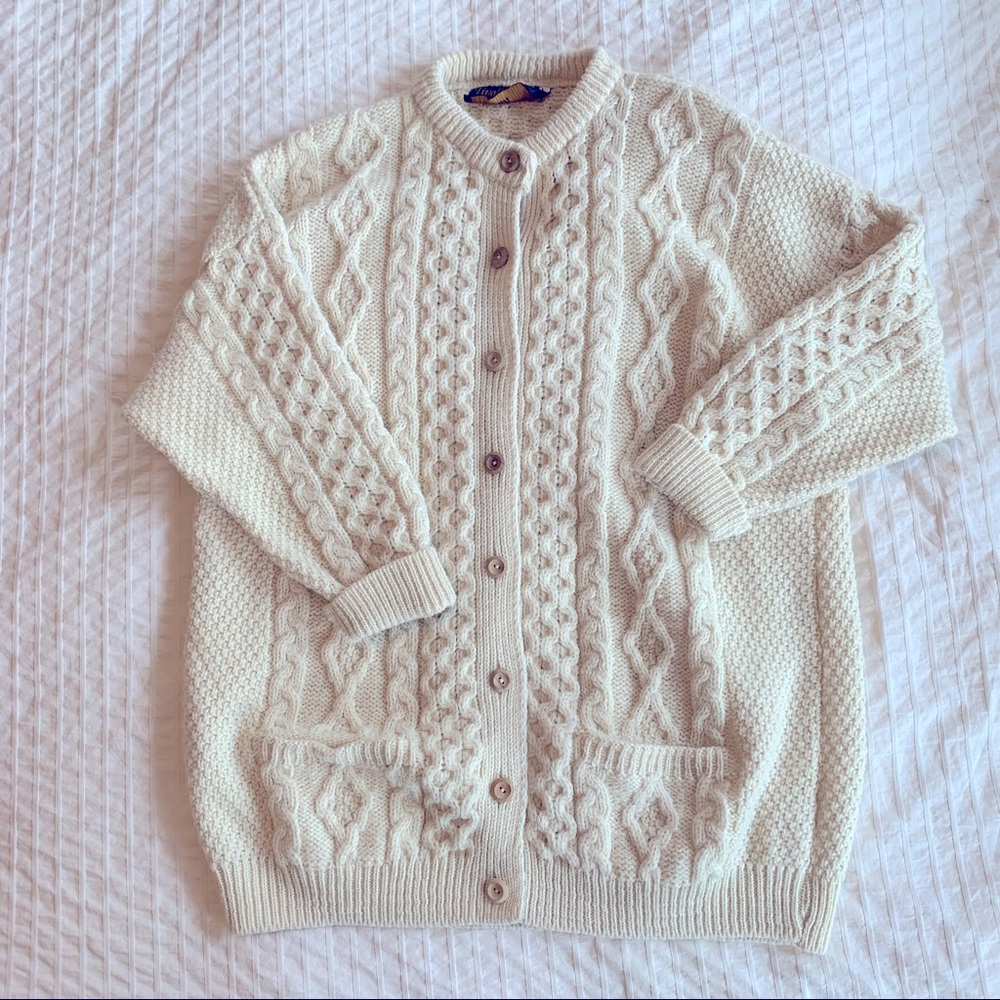 Aran Irish Grandpa Cardigan Vintage